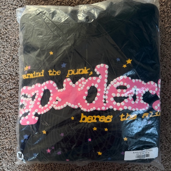 pink black and white spider hoodie